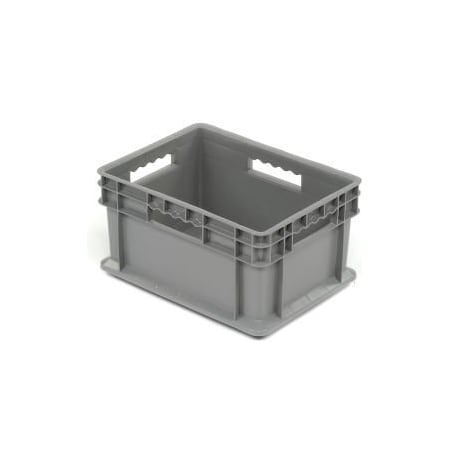Solid Straight Wall Storage Container, 15-3/4 in L x 11-3/4 in W x 8-1/4 in H, Gray, 12 PK